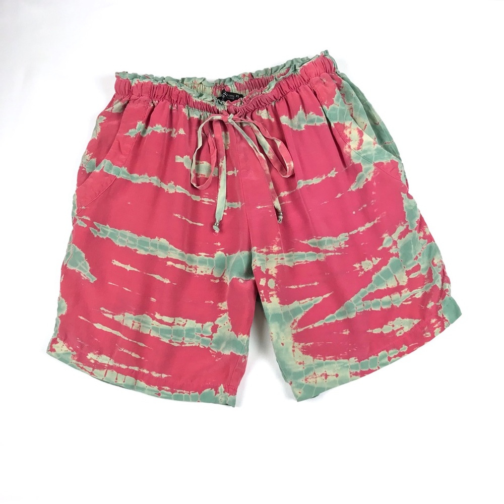 {Gypsy05} Silk Tie Dye Boho Drawstring Shorts
